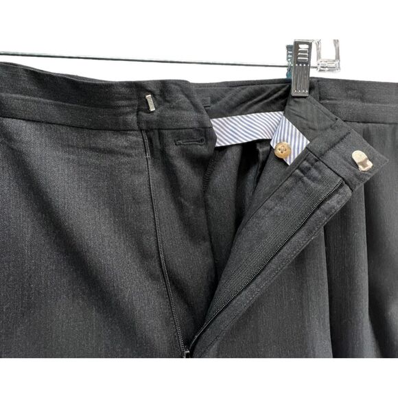 Lands End Pants Mens 38 Gray Wool Traditional Fit Pleated Comfort Waist Cuffed - Picture 3 of 14